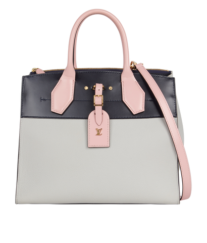 City Steamer MM, &pound;750, Handbags, Blue/Grey/Pink, Leather, Front view